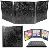 CASEMATIX DM Screen - 3-Panel Travel Ready Dungeon Master Screen mit transparenten Taschen, PU Leder GM Bildschirm, Wet-Erase kompatibel, kompakte Größe für tragbare Tisch-RPG-Kampagnen