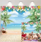 Hawaii Strand Hintergrund Sommer Tropische Blume Palme Strand Hawaii Aloha Party Fotografie Hintergrund Luau Fotografie Tiki Thema Dekoration 7x5FT