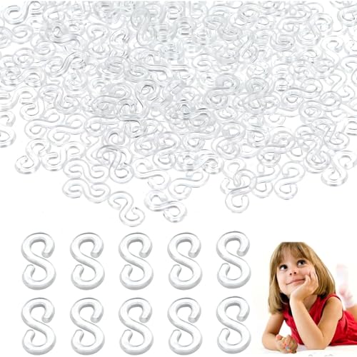 Anschluss S Clips 500 Stück Loom Bänder Verschlüsse Bunte Rubber Loops Werkzeug Nachfüll S Clips Loops Armband Plastik Loops für den Anschluss von Loom Band Armbänder Schmuck Zubehör (Transparente)