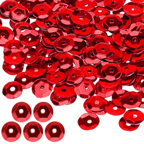 4000 Stück Pailletten zum Basteln, Bulk Rot Pailletten zum Aufähen, Loose Pailletten Kit - Ø 6mm, Glitzer Spangles für DIY Handwerk Herstellung