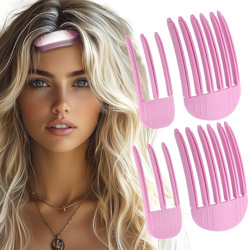 Volumen Clips Haare 4 Stück für Fluffige Pony,Volumenclip für den Haaransatz,Haarklammer Kein Abdruck Haarwurzel Lifting Clips für Männer und Frauen,Rosa