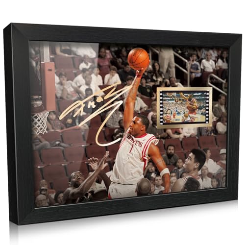 ORIMAMI Gerahmtes Foto mit Basketballmotiv von Tracy McGrady, 20,3 x 15,2 cm, mit 1 x 35 mm Film-Mini-Zellen-Display, Basdketball-Raumdekoration für Jungen/Männer