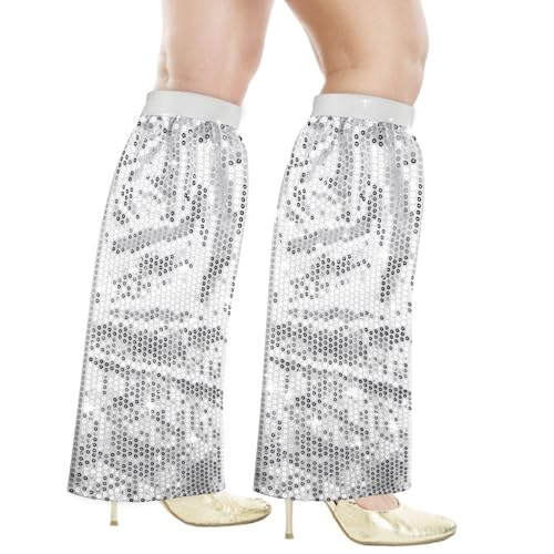 APOMOONS Pailletten Stulpen Silber, Kostüm Damen, Discokugel Outfit Damen Discokugel Kostüm, 70s Disco Style Glitzer Kostüm für Karneval, Geburtstagsfeiern, Themenpartys