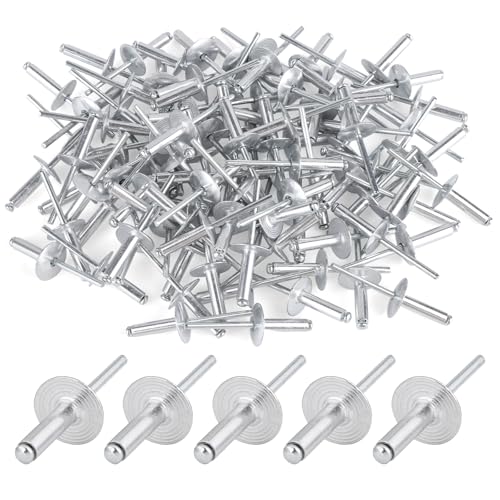 Aluminium Blindnieten mit Großkopf, Flansch Popnieten 4,8 x 20mm (16mm Kopf), Silber Nieten für Kraftfahrzeuge, Möbel, Mechanische Ausrüstung (100 Stück)