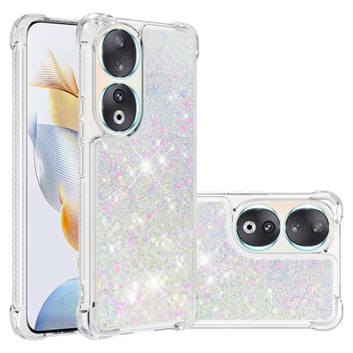 Nadoli Glitzer Treibsand Hülle für Honor 90,Silikon Stoßfest Handyhülle Transparent TPU Bumper Schutzhülle Flüssig Durchsichtig Quicksand Case