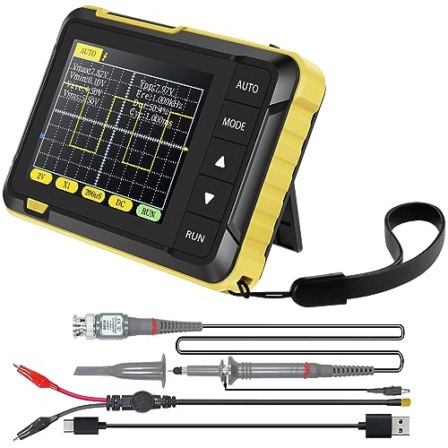 DSO152 Mini Digital Oscilloscope 2,8-Zoll-Display Tragbares Handoszilloskop 200Khz 2,5MS/s Usb Oszilloskop mit Typ-C-Datenkabel und Sonde Oszilloskop Multimeter