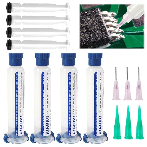 4 Stücke Lötfett Flussmittel, Gute Benetzbarkeit, Starkes Haftvermögen, Lötpaste, BGA-Flussmittelpaste, Flussmittel, Geeignet für Allgemeine PCB-Nacharbeiten