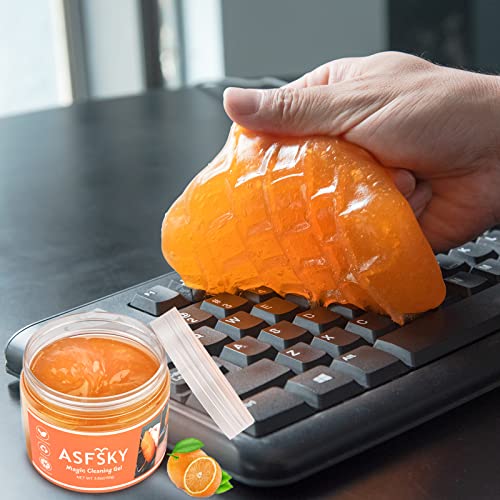 ASFSKY Reinigungsgel Auto Cleaning Gel Schleim Tastatur Reinigung Wiederverwendbar Auto Innenraum Reiniger Tastatur Reinigungsschleim Universeller für PC Laptop Kamera Taschenrechner(orange 160g)