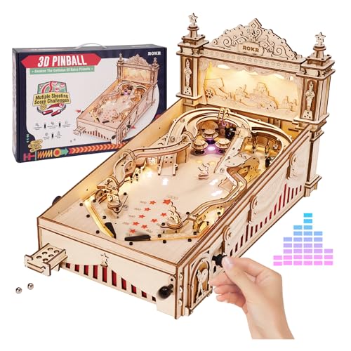 ROKR 3D Pinball Modellbaukästen-3D Holzpuzzle Erwachsene-Tischspiel Geschenkidee für Männer Frauen