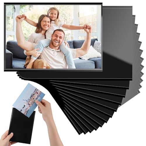 12Stück Magnet Bilderrahmen, 11x16cm Bilderrahmen Magnetisch, Wiederverwendbar Fotomagnete Selbst Gestalten, Originalität DIY Magnetische Bilderrahmen für kühlschrank Kinder Erwachsene (schwarz)