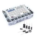 670 Stück 24 Werte Elektrolytkondensatoren Kit,Boffdock 0.1uF-1000uF 10V 16V 25V 50V Aluminiumkondensatoren Sortiment Kit mit Aufbewahrungsbox für Bastler DIY