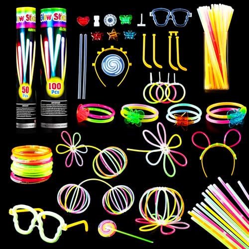 367PCS Knicklichter Party Set, 150 Stück Knicklichter, mit 217 Verbinder, Neon Knicklichter Ketten Sets für Geburtstagsdekorationen, Hochzeitsfeiertaschen, Halloween, Weihnachten