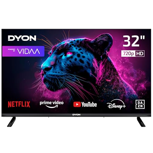 DYON Movie Smart 32 VX - 80 cm (32 Zoll) Fernseher (HD Smart TV, HD Triple Tuner (DVB-C/-S2/-T2), App Store, Prime Video, Netflix, YouTube, DAZN, Disney+)