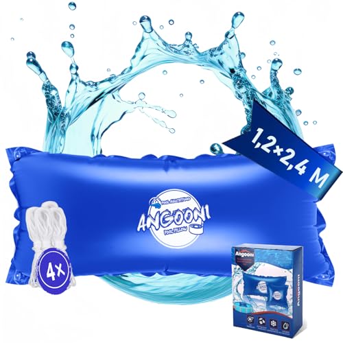 Angooni Poolkissen Winter XXL 120 x 240 cm (für 365-460 x 550-730 cm Pools) | Luftkissen Pool mit Doppelnaht zur Poolabdeckung | Pool Kissen für den Winter | mit Boston Dual-Inflation Ventil | Blau