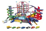 Majorette Super City Garage, motorisierte Bahn für Modellautos mit Parkplätzen und Eisenbahn, Parkhaus für Die-cast Autos, Spielzeug als Geschenk für Jungen und Mädchen, ab 5 Jahren, mehrfarbig