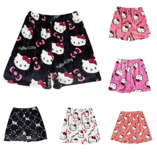 Pyjamahose Shorts Damen Sommer Teenager Mädchen Kinder Schlafanzughose Hose Anime Cartoon Weich Bequeme Schlafanzug Hosen für Frauen Loungewear Freizeithose Partys,Clubabende, Gym Fitness Laufshorts