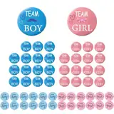 48 Stück Gender Reveal Party Deko Team Boy or Girl Pin Abzeichen Babyparty Gender Reveal Button Badge 24 Gender Reveal Pin + 24 Gender Reveal Sticker für Baby Shower Party Dekoration Zubehör Blau Rosa