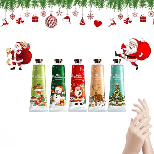 Weihnachten Handcreme Geschenkset,Handcremes Set,Mini Handcremes,Hand Feuchtigkeitscreme für Raue,Sanfte Pflegecreme für Trockene Hände,Geburtstagsgeschenk Weihnachtsgeschenke für Frauen Männer,5 pc