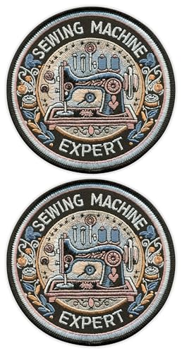 2er-Set – Nähmaschinen-Experte – zum Aufnähen – bestickter Aufnäher / Abzeichen / Emblem