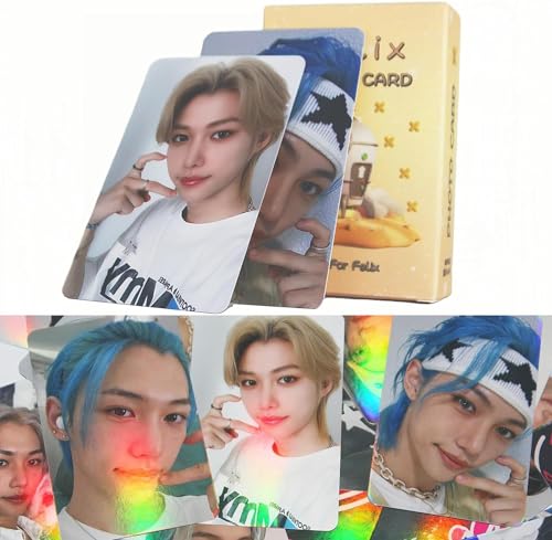 50 Stück Stray Kids Felix Photocards Laser Stray Kids New Album Karte Stray Kids Mini Fotokarten Mini Poster für Fans Caedeu (Felix-1)