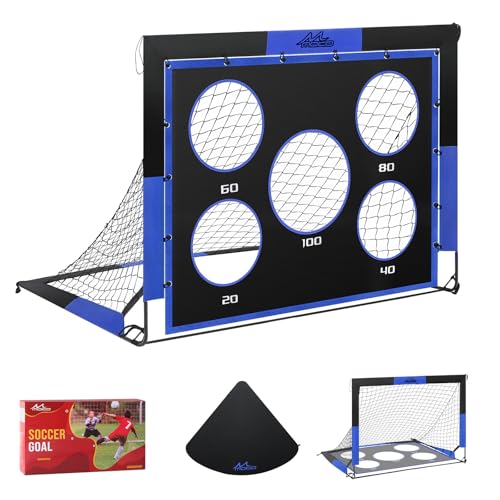 MoKo Porta da Calcio da Giardino per Bambini, Reti da Calcio Portatili Pop Up, 2 in 1 Set di Reti da Calcio per Esterni e Interni, Portatili Rete da Calcioper l'allenamento Del Calcio, Schwarz-Blau