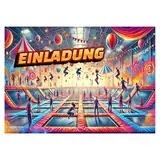 BIGADO 12x Einladungskarten Trampolin Party Hochglanz Effekt Einladung Trampolin Geburtstag einfach zu beschriften A6 Format Einladungskarten Jump Party (Trampolin)