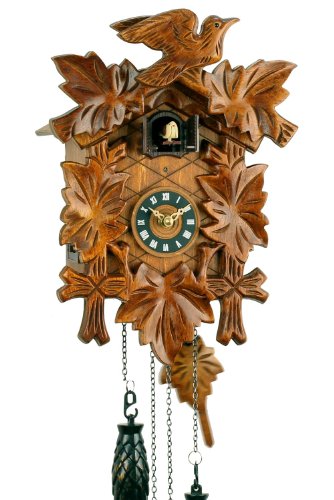 Eble Kuckucksuhr Kuckuckuhr Echtholz NEU batteriebetriebenes Quartzwerk Musik Kuckuckruf Fünflaub 30cm- 55400000
