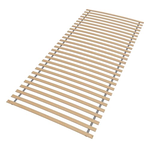 Sleepneo Rollrost 90x200, 28 Latten, Blauer Engel Zertifiziert, fertig montiert und gerollt, Traglast 130kg, Ergonomischer Lattenrost 90 x 200 cm aus Buchenholz