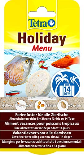 Tetra Holiday Menu - Ferienfutter für Zierfische, Gelfutterblock mit Krill, Pellets und Daphnia, abwechslungsreiche Ernährung für bis zu 14 Tage, 30g