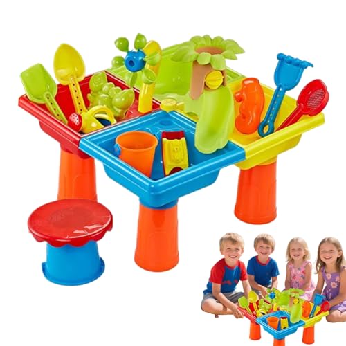 din0 -Duschen Wasserspiegel - Tisch mit Sand und Wasser für Kinder | Wasseraktivitätstabelle | Sandy und Wasserspiegel für Kinder | Sensorisches Bildungsstrandspiel Set | Badezimmerzubehör Spaß