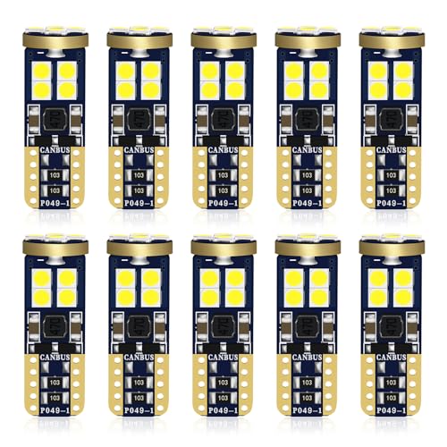 Alopee 10 Stück Innenraumbeleuchtung Birne,501 Weiß 12-18V Birne Boot RV Camper Kofferraumlicht Glühbirne