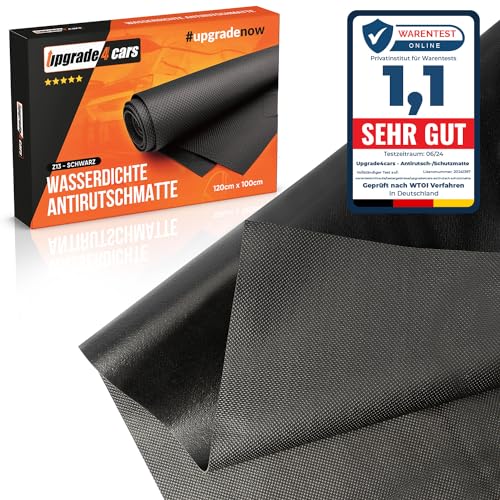 Upgrade4cars wasserdichte Antirutschmatte Universal 120 x 100 cm zuschneidbar | rutschfeste Schutzmatte für Camping, Kofferraum, Hundebox usw. | Anti Rutsch Unterlage Schwarz