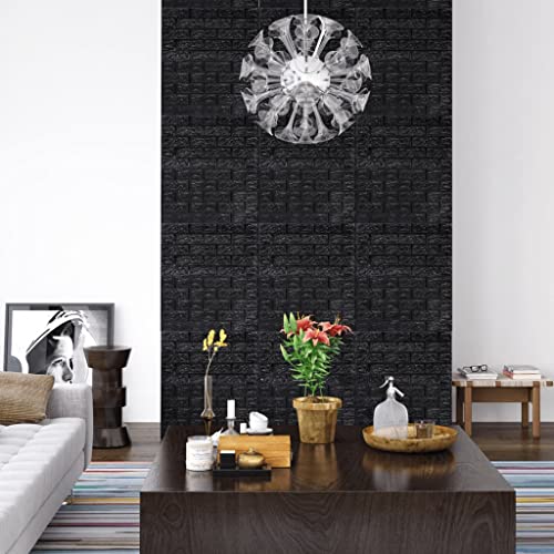 BOWEKAM Home & Garden-3D-Tapete, Ziegelsteine, selbstklebend, 20 Stück, Schwarz, Möbelauswahl