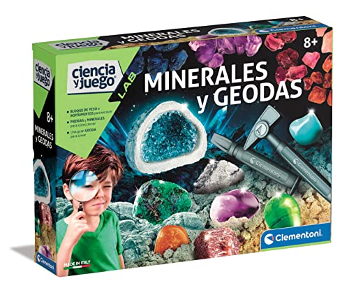Clementoni, Mineralien und Geoden, Lernspiel für Wissenschaften, Experimente, zur Herstellung von Kristallen und Mineralien, Spielzeug für Kinder, 8 Jahre, Spielzeug auf Spanisch (55488)