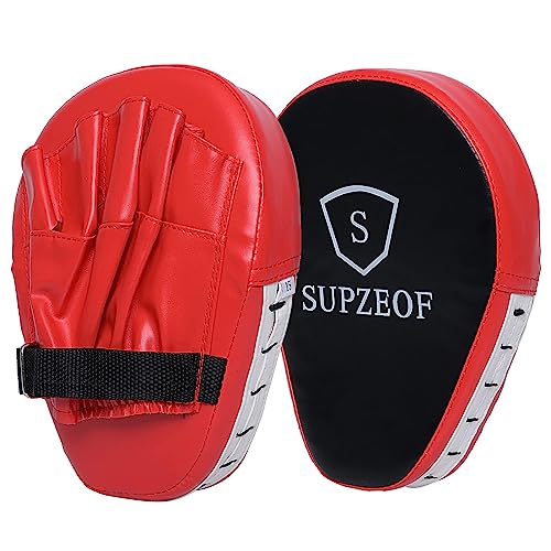 Box Handschuhe aus echtem Leder, Boxen Schlaghandschuhe Boxpolster,Strike Kick Shield Gebogene Fokus-Pads, Fokushandschuhe, PU-Leder, Box-Pads