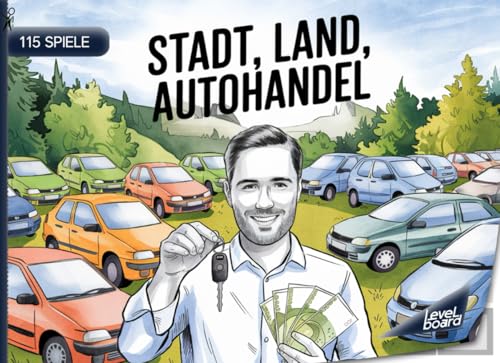 Stadt, Land, Autohandel – 115 Spiele: Stadt, Land, Fluss Autohandel – Spielblock für Autoverkäufer | Geschenkidee für Verkaufsprofis – Quiz Spiel Autohaus