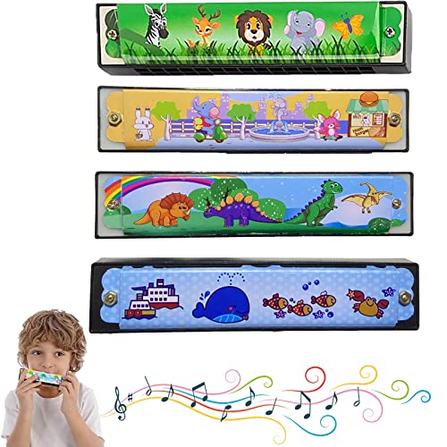 Mundharmonika für Kinder, 4 Stück Mundharmonika-Spielzeug für Kinder, Mundharmonika Diatonisch, 16 Loch Mundharmonika C-Dur, Harmonika, Sehr Geeignet für Anfänger, Kinder, Studenten