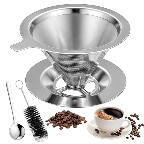 Kaffeefilter Wiederverwendbare Kaffeefilter Edelstahl Kaffeefilter, Permanent Handfilter Kaffeefilter zur Herstellung von Manuellem Kaffee, üBergießEn Von Kaffee, Coffee Filter Aufsatz