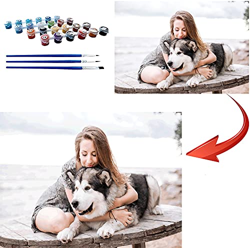 EKMON Malen Nach Zahlen Eigenes Bild Personalisiert Custom Eigenes Foto Benutzerdefinierte Design Painting Set ölgemälde Bilder Home Decor-(24 Colors, 30 * 40cm Rahmenlos)