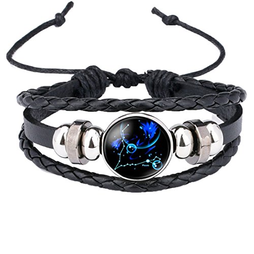 Caimeytie Kind Armschmuck Leder Wickelarmbänder Verstellbar Horoskop Sternzeichen Fische