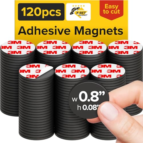 Magnetische Punkte 120 Stück – selbstklebende Magnetpunkte (0,8 x 0,8 Zoll) – magnetische Kreise zum Abziehen und Aufkleben – industrielle flexible Klebemagnete – Bögen sind eine Alternative, Aufklebe