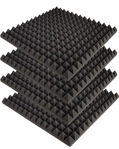 4x Pyramiden-Schaumstoff ca. 50x50x5cm, anthrazit-schwarz, Schaumstoff, Noppenschaum, Schallschutz, Dämmung