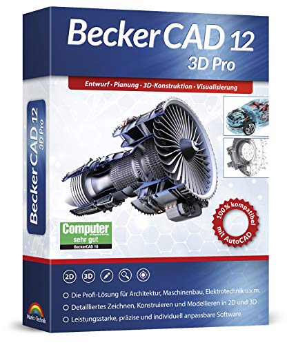 BeckerCAD 12 3D PRO - Profi-CAD-Software und 3D-Zeichenprogramm für Architektur, Maschinenbau, Modellbau und Elektrotechnik - kompatibel mit AutoCAD - Programm für Windows 11, 10, 8, 7