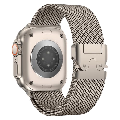 Original Milanaise Armand Kompatibel mit Apple Watch Armand 49mm 46mm 45mm 44mm 42mm(Serie 1 2 3), Edelstahl Metallband für iWatch Ultra 2/Ultra Serie 10/9/8/7/6/5/4/3/2/1/SE, Titan