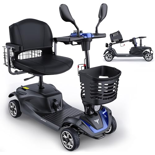 ENGWE 4 Rad E-Scooter, Mobility Scooter für ältere Menschen,Reichweite 19km, maximale Belastung 150KG, 4 Rad Scooter, Anti-Kipp-Rad-Design, City Mobility Scooter (Blau)