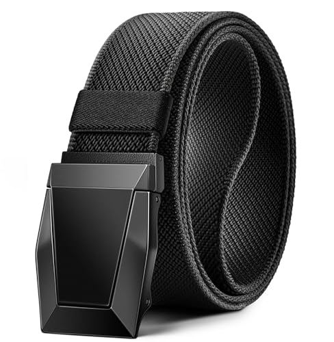 KEMISANT Taktischer Gürtel, Gürtel Herren Arbeitsgürtel Militär Wandern 3,8cm,Schnellverschluss Metallschnalle(Schwarz,145cm/46-50" taille verstellbar)