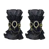 Aabellay Damen Fingerlose Spitzen Handschuhe Gothic Victorian Armbänder Retro Spitze Steampunk Gear Armkette Steampunk Armbänder Set Vintage Opern Handschuhe Halloween Braut Zubehör 1 Paar - S466