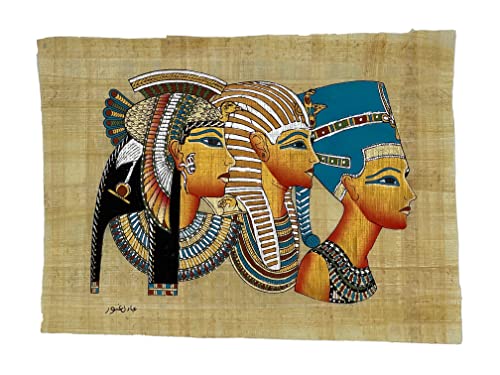 Ägyptisches handgefertigtes Papyrus - Größe: ca. 20 x 30 cm - Natürliche Vintage-Kanten - Nachleuchtender Hintergrund -Künstlerischer Stil: Altes Ägypten -Am besten geeignet für: Dekoration MotivNr068