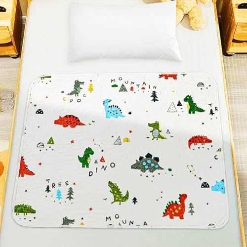 Aolso Töpfchentrainingsmatratze, Matratzenschoner Kinderbett, 70 * 90cm Bettschutz, Waschbare Bettunterlage Wasserdicht, Für Einzelbetten, Kinderbetten, Babybetten-Verdicken (Dinosaur)