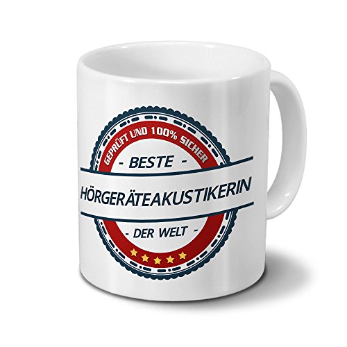 printplanet Tasse mit Beruf Hörgeräteakustikerin - Motiv Berufe - Kaffeebecher, Mug, Becher, Kaffeetasse - Farbe Weiß